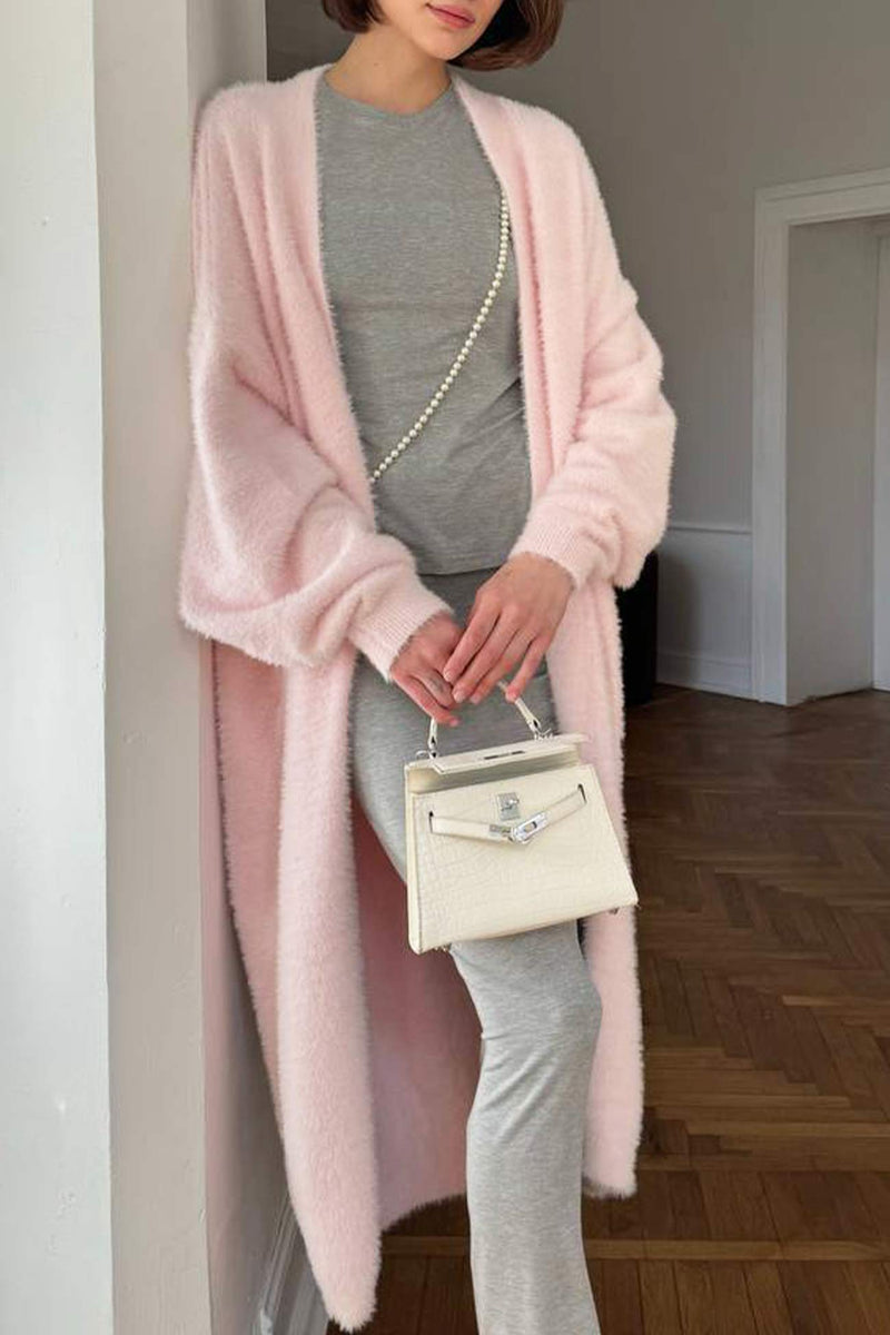 Color Fuzzy Long Cardigan
