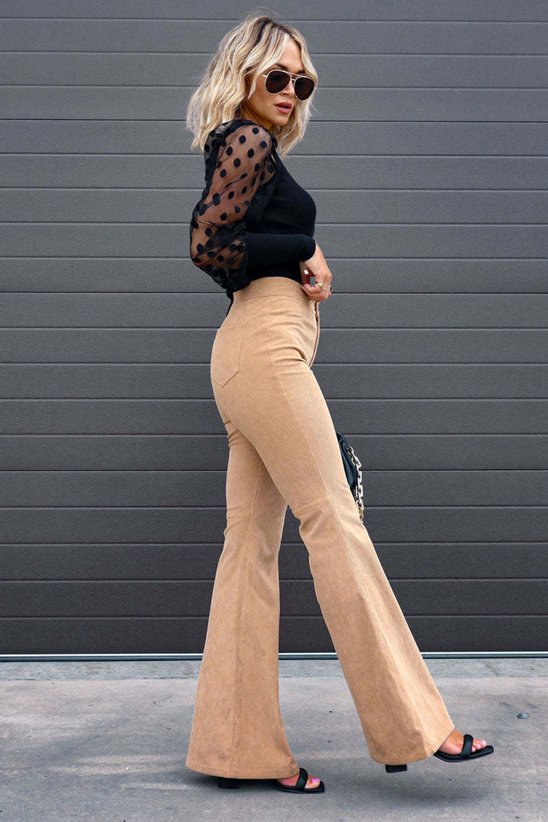 Color High Waist Flare Pants