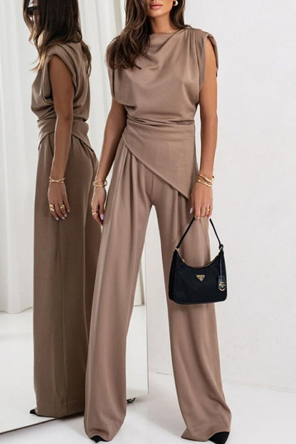 Color Irregular Vest Pants Set