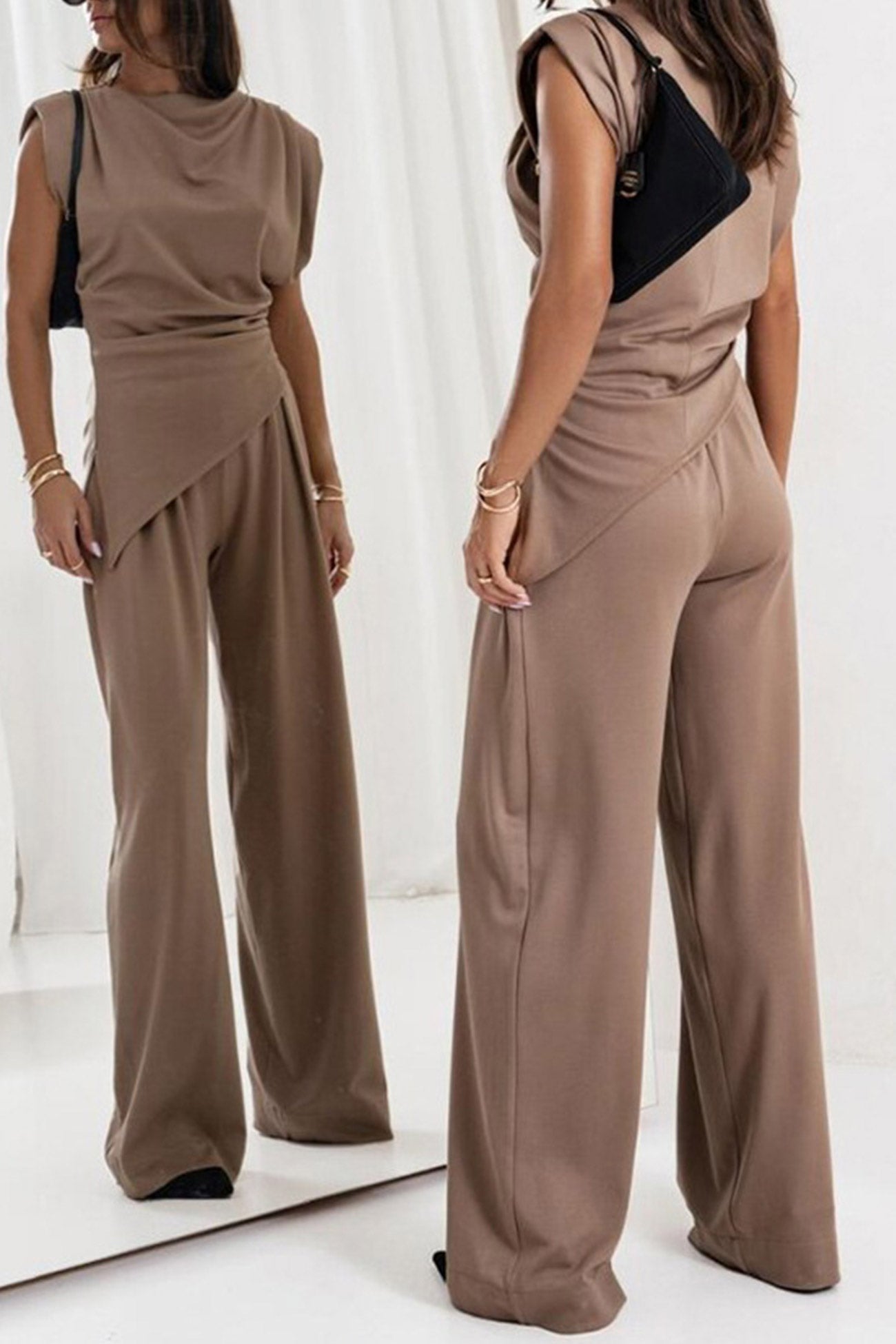 Color Irregular Vest Pants Set