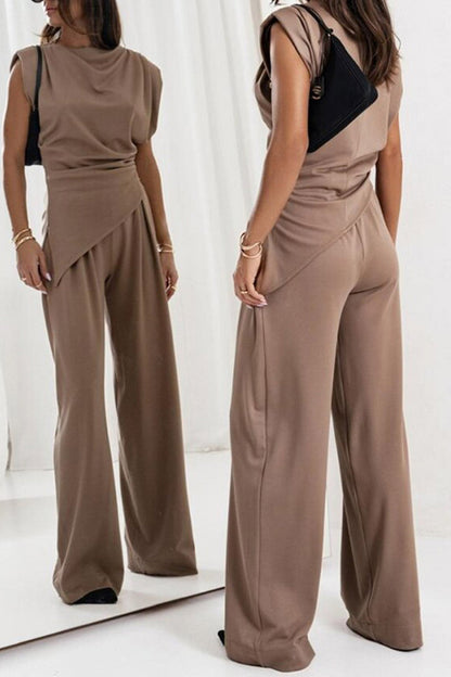 Color Irregular Vest Pants Set