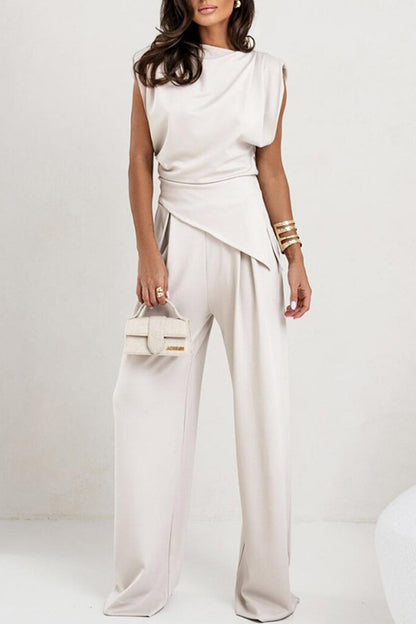 Color Irregular Vest Pants Set