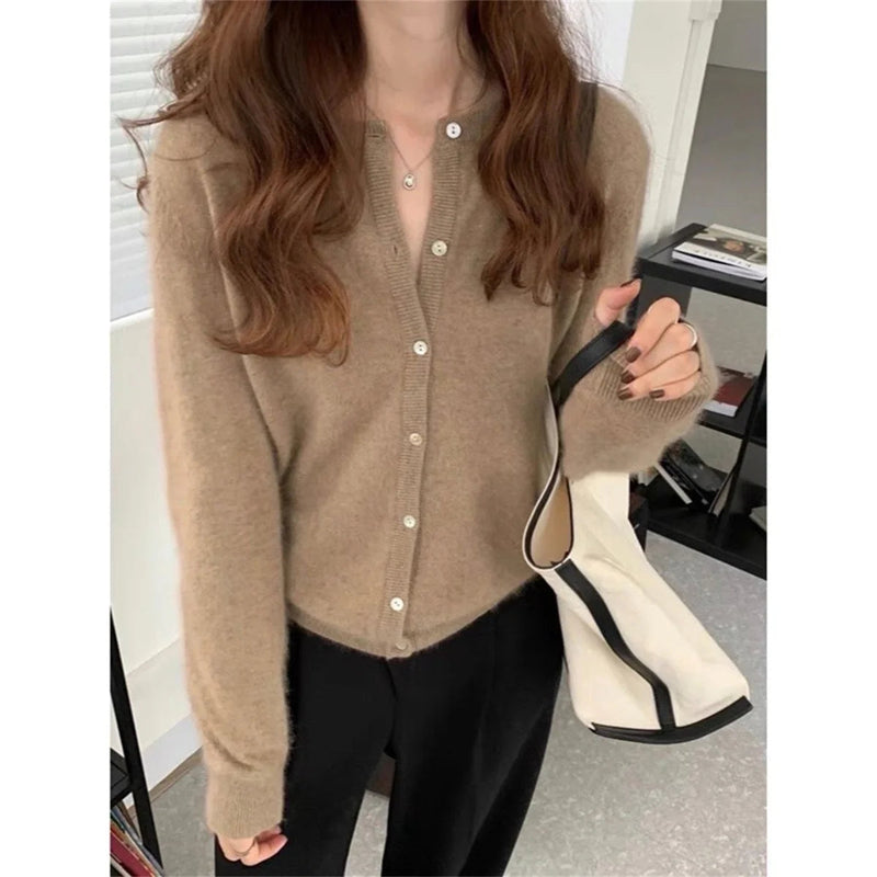 Knit Single Breasted Long Sleeve Loose Autumn Spring Cardigan