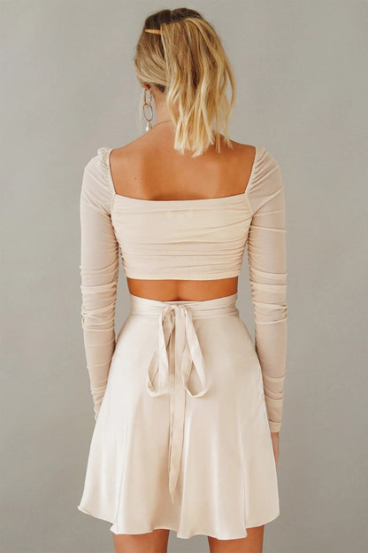 Color Lace Up Mini Skirt