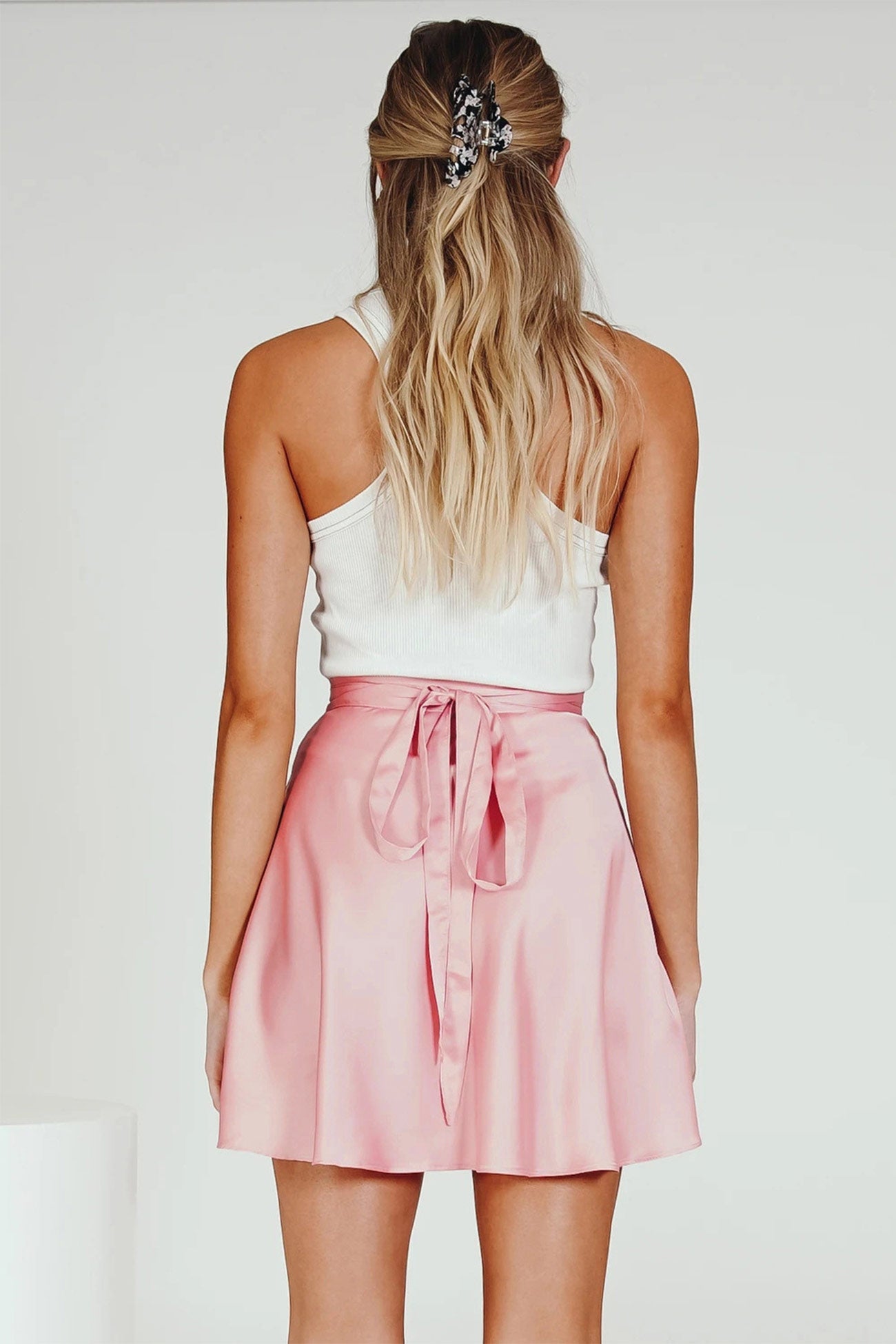 Color Lace Up Mini Skirt