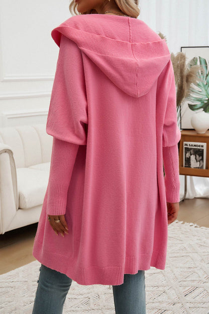 Color Single-breasted Hooded Cardigan