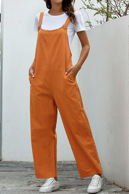 Color Sleeveless Long Pants Jumpsuits