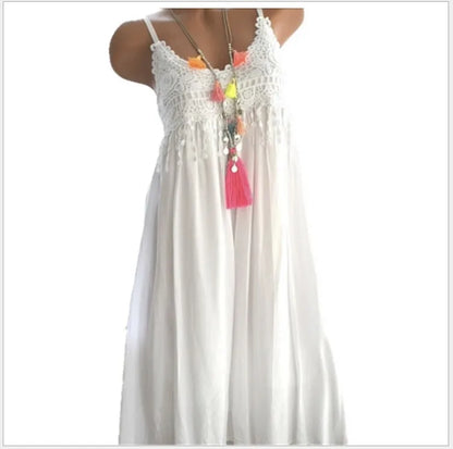 Color Spaghetti Strap Dresses V-neck Lace Edge Patchwork Mini Dress Lady Vestidos Summer New
