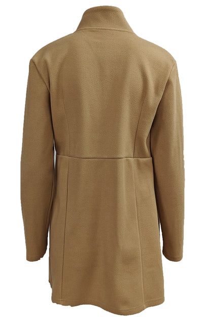 Color Stand Neck Mid-length Plush Coat