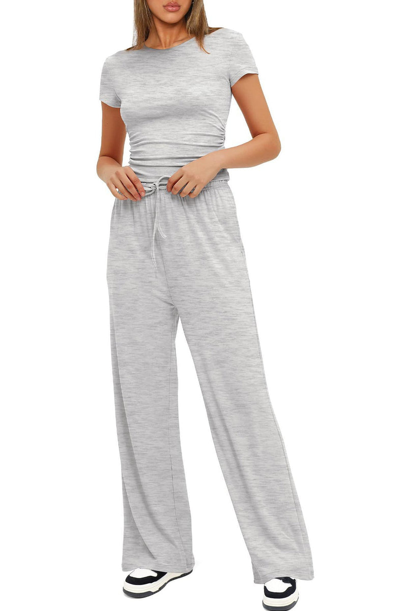 Crew Neck Cotton T-shirt Pants Suits