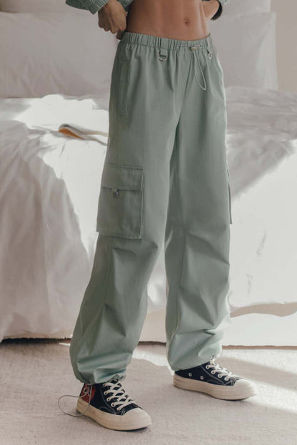 Drawstring Large Pocket Cargo Pants