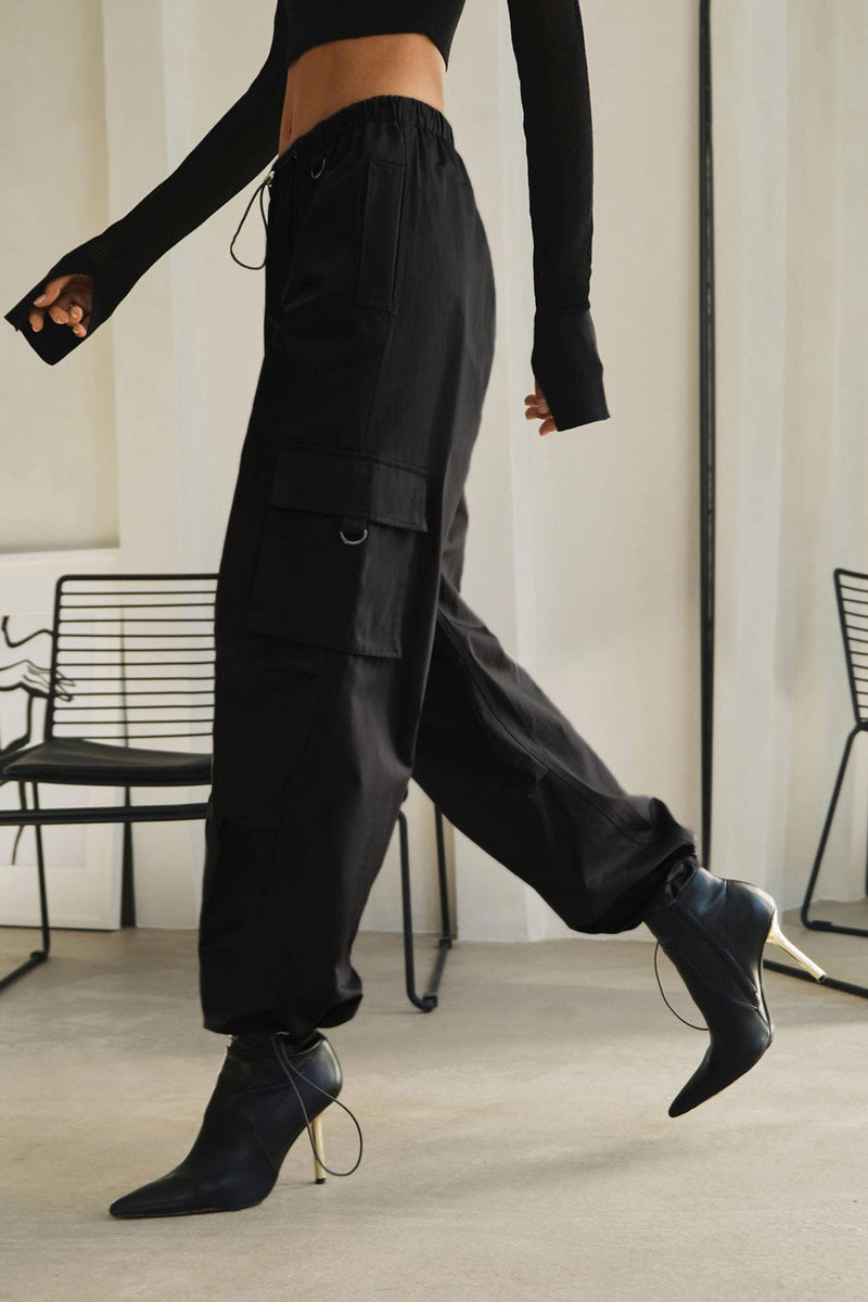 Drawstring Large Pocket Cargo Pants