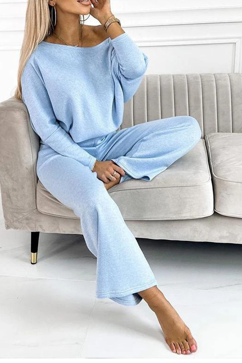 Drop Shoulder Pullover Pants Set