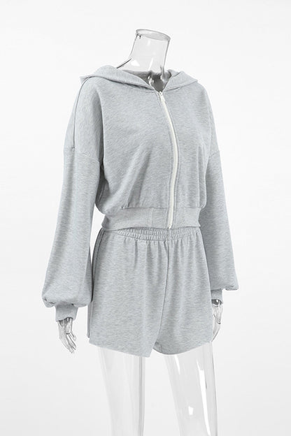 Hoodie Crop Top Shorts Set