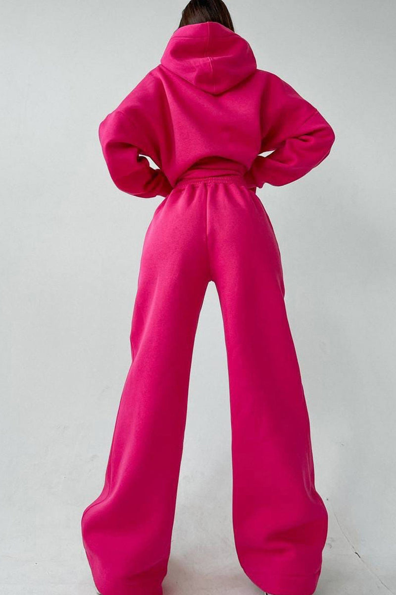 Hoodie Wide Leg Long Pants Suits