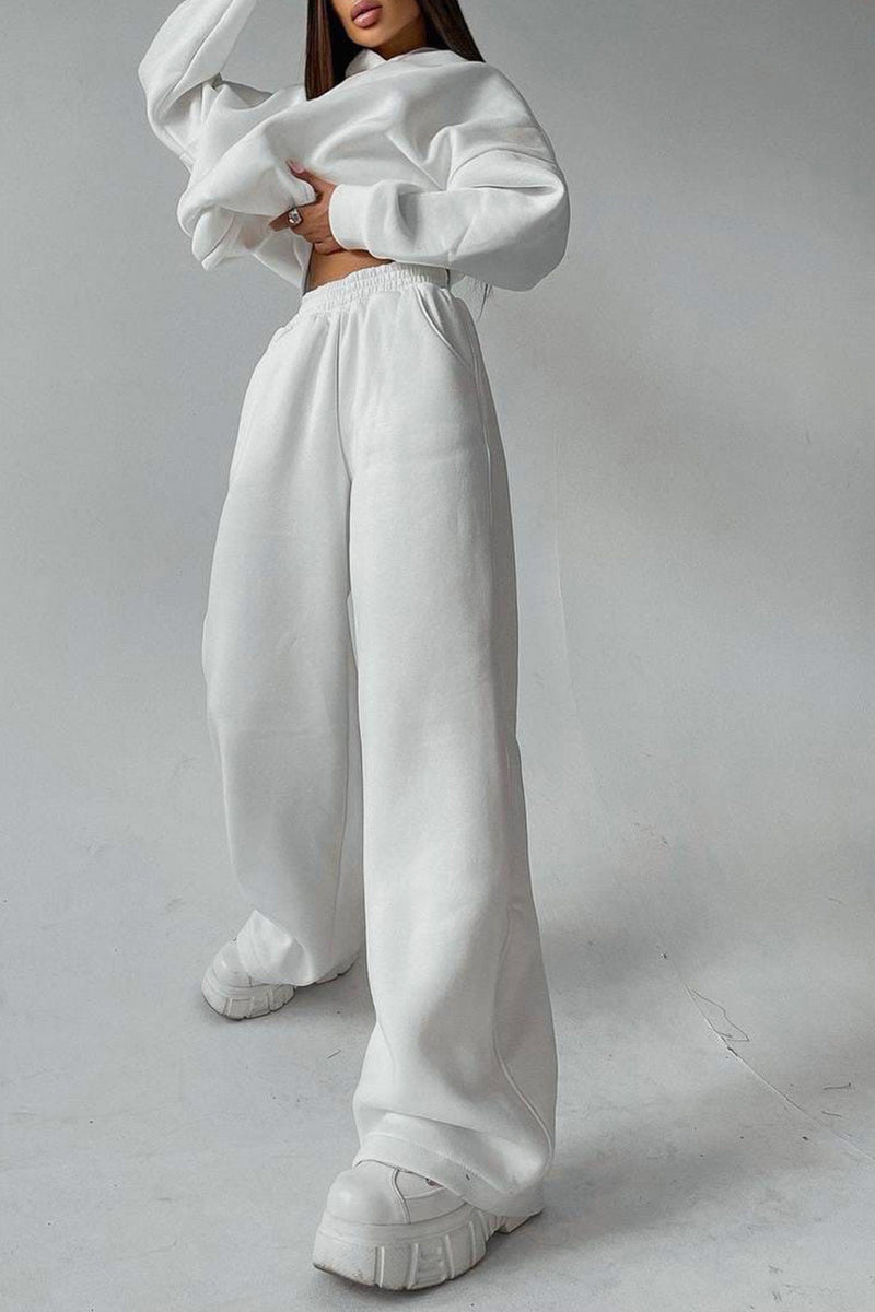 Hoodie Wide Leg Long Pants Suits