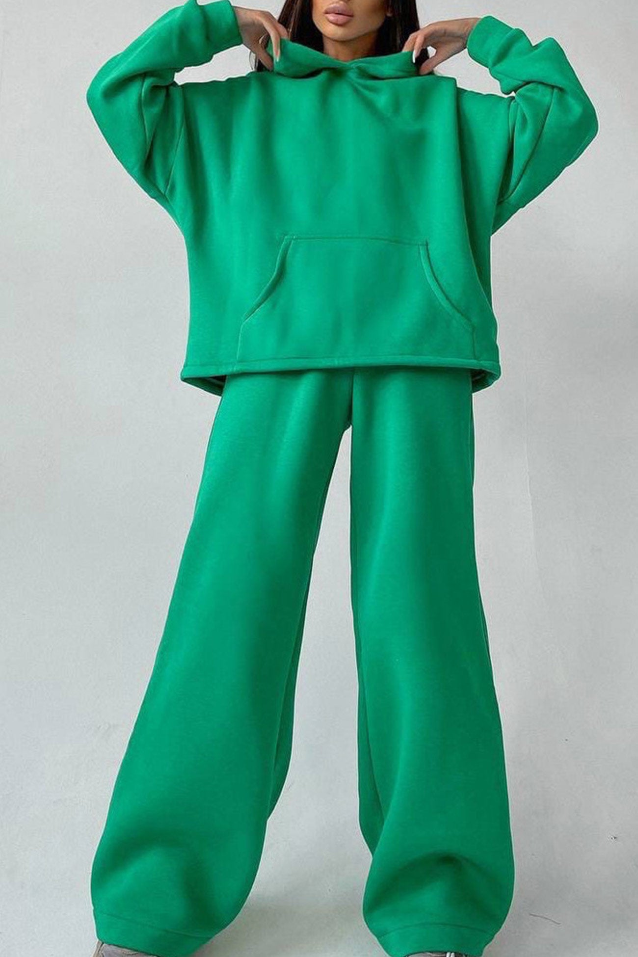 Hoodie Wide Leg Long Pants Suits