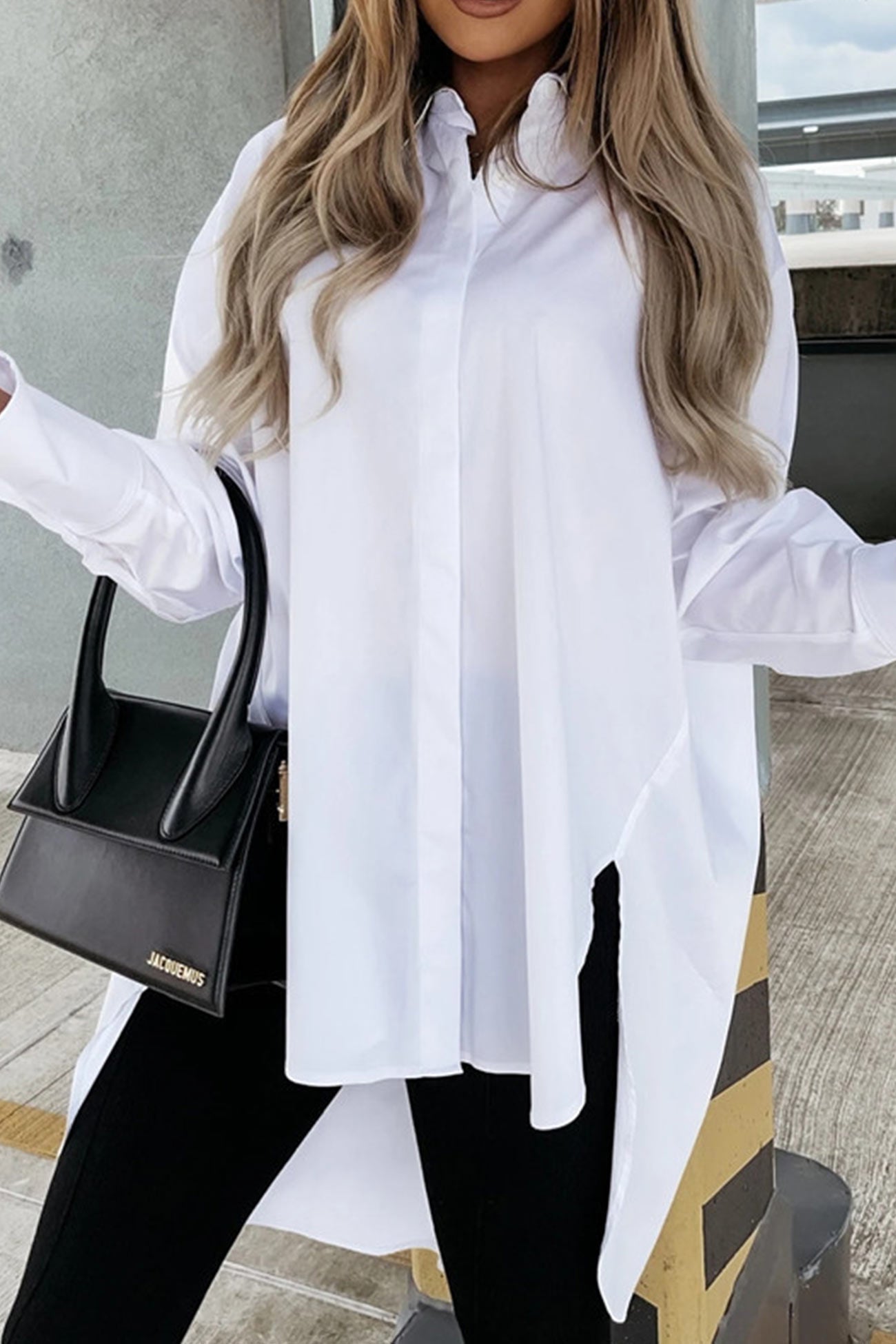 Irregular Slit Hem Blouse