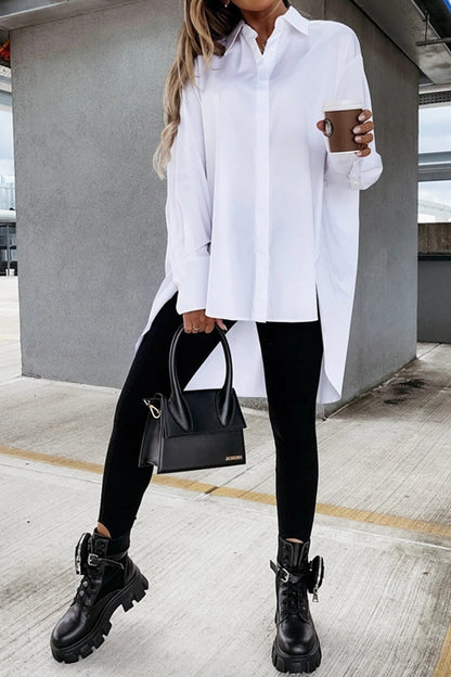Irregular Slit Hem Blouse