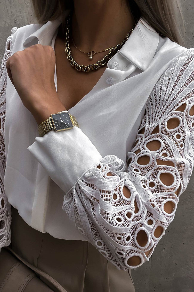 Lace Hollow Out Sleeve Blouse
