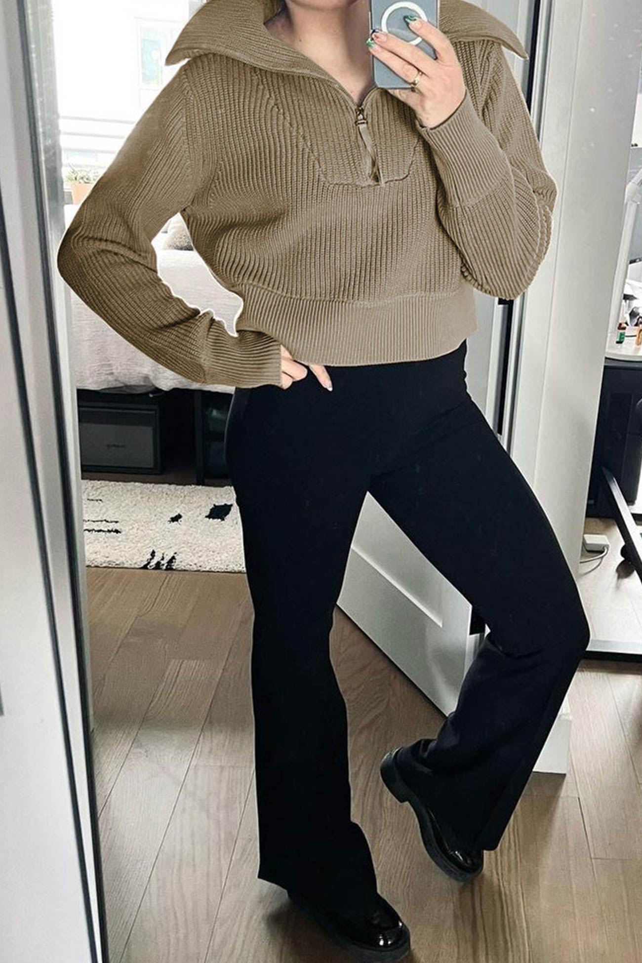 Lapel Zipper Sweater