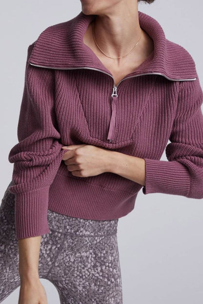 Lapel Zipper Sweater
