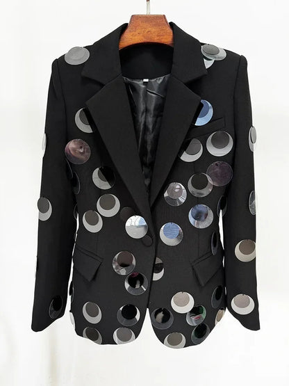 Patchwork Notched Long Slimming Female Coat