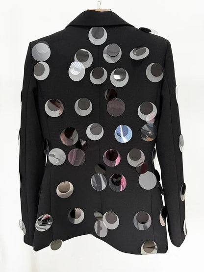 Patchwork Notched Long Slimming Female Coat