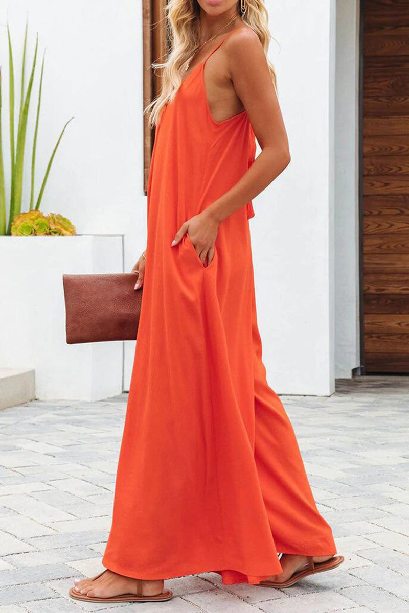 Pocketed Wide Leg Cami Jumpsuits