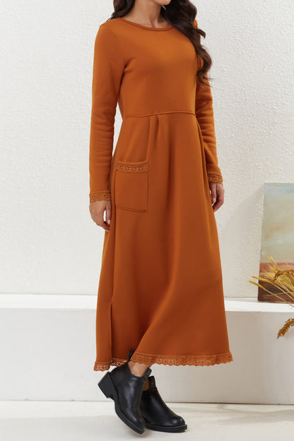 Pocketed Lacework Hem Dress