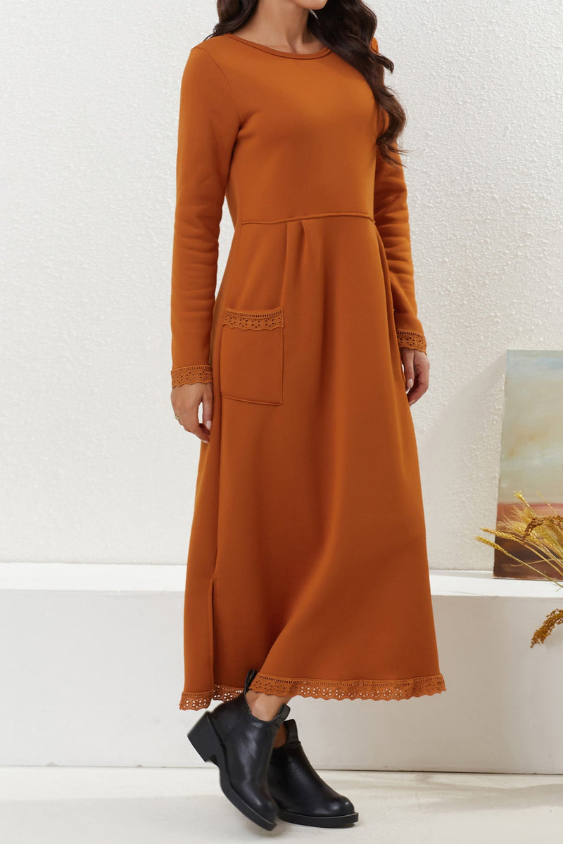 Pocketed Lacework Hem Dress