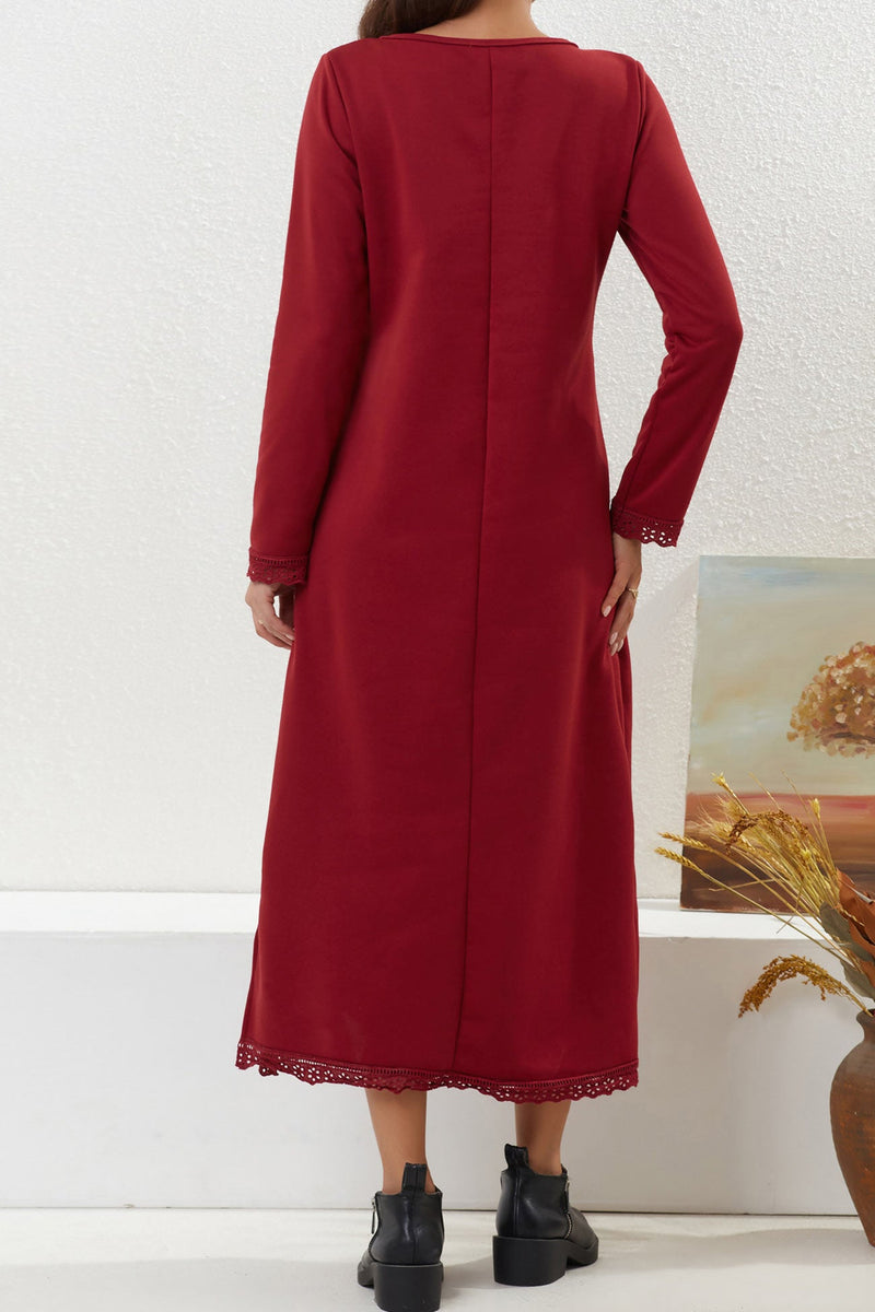 Pocketed Lacework Hem Dress
