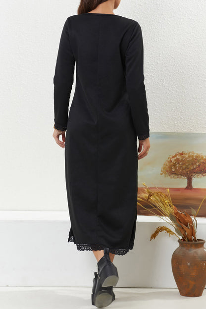 Pocketed Lacework Hem Dress