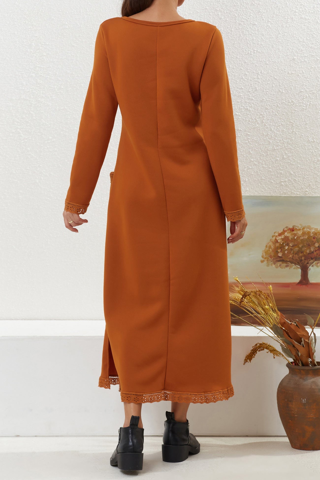 Pocketed Lacework Hem Dress