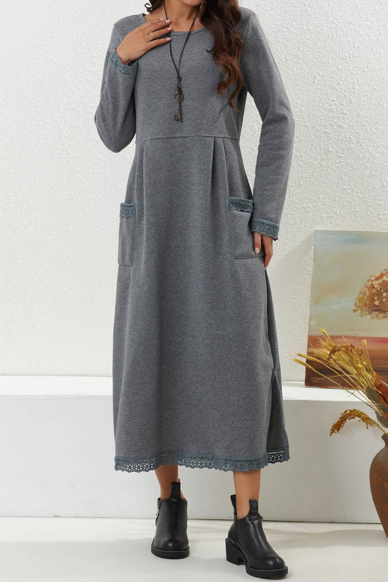 Pocketed Lacework Hem Dress