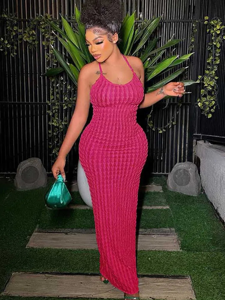 Ruched Spaghetti Strap Bandage Backless Midi Dresses