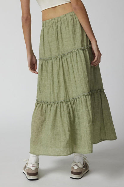 Ruched Tiered Midi Skirt