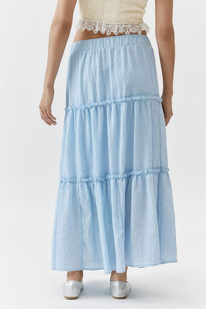 Ruched Tiered Midi Skirt
