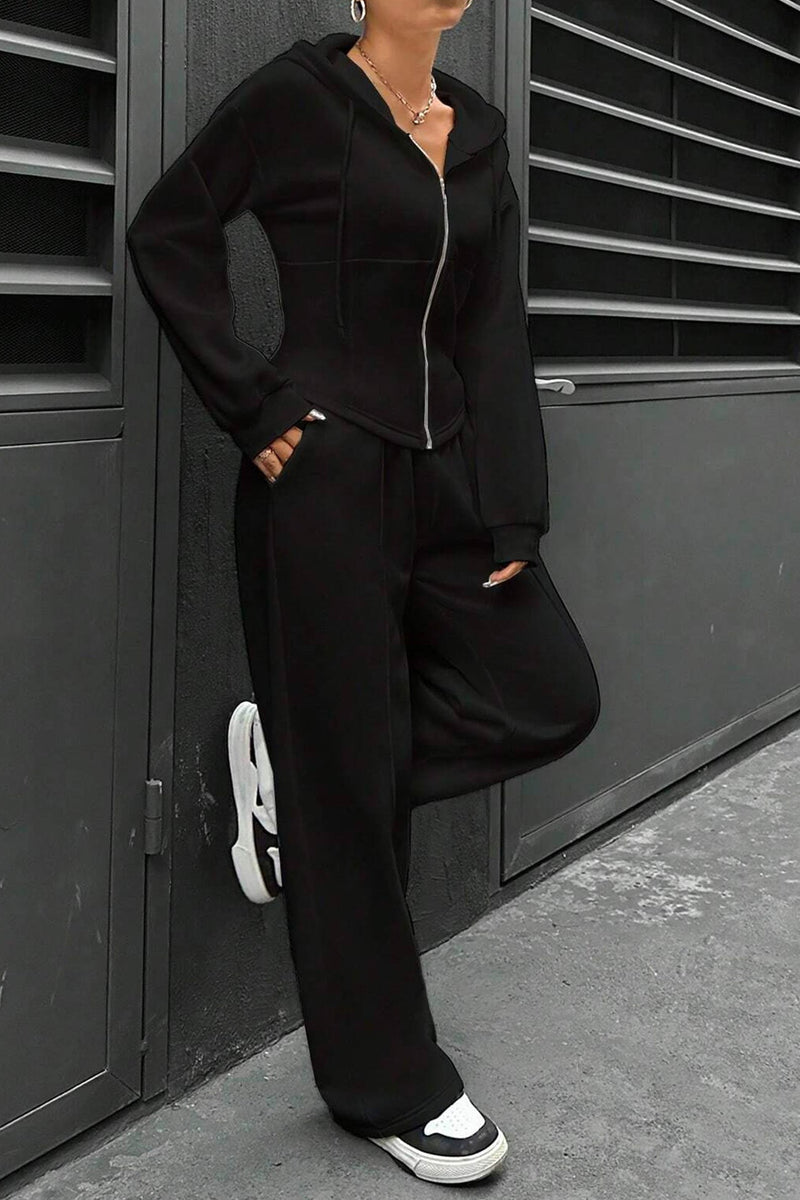 Slim Fit Hoodie Pants Suits