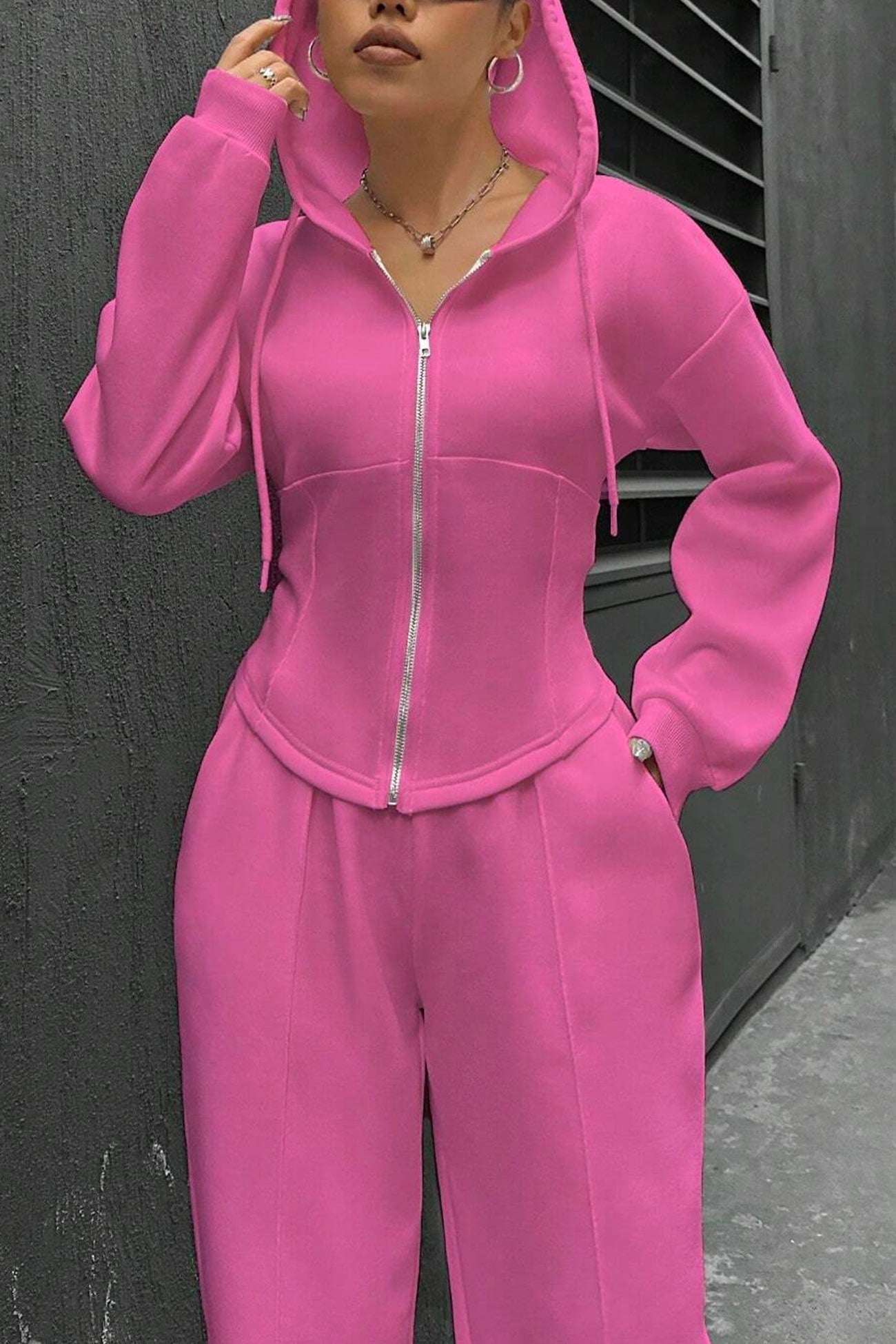 Slim Fit Hoodie Pants Suits