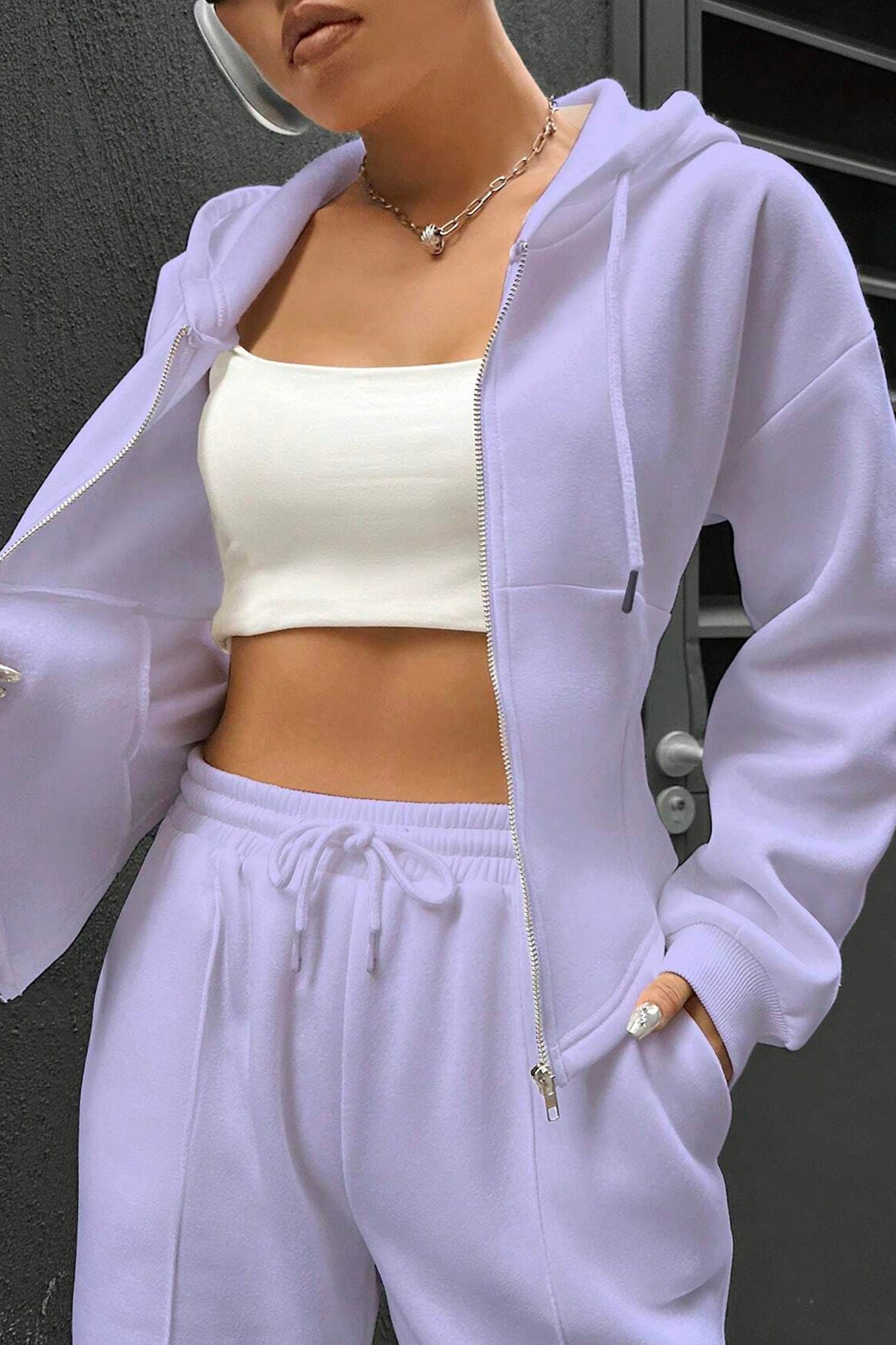 Slim Fit Hoodie Pants Suits