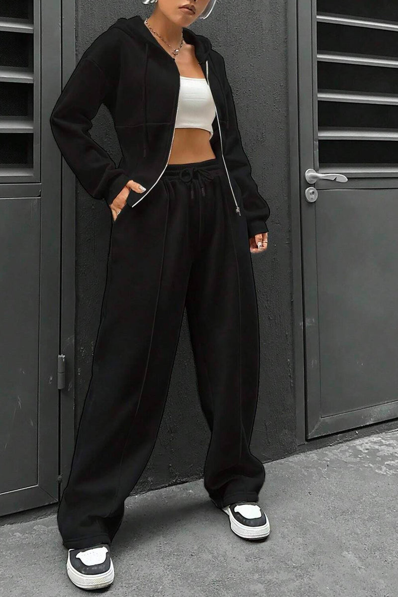 Slim Fit Hoodie Pants Suits