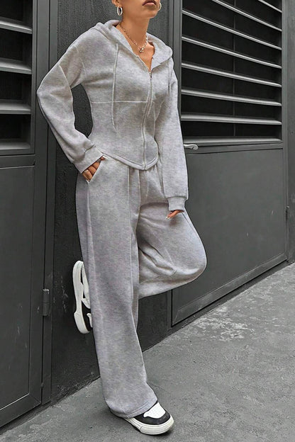 Slim Fit Hoodie Pants Suits