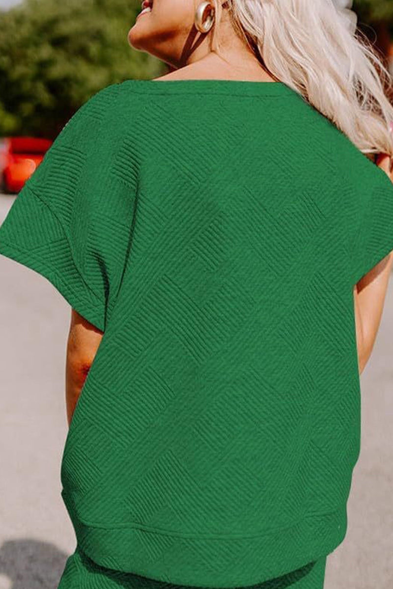 Textured T-shirt Long Pants Set