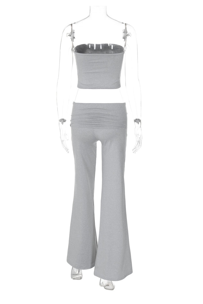 Tube Top Stacking Flare Pants Set