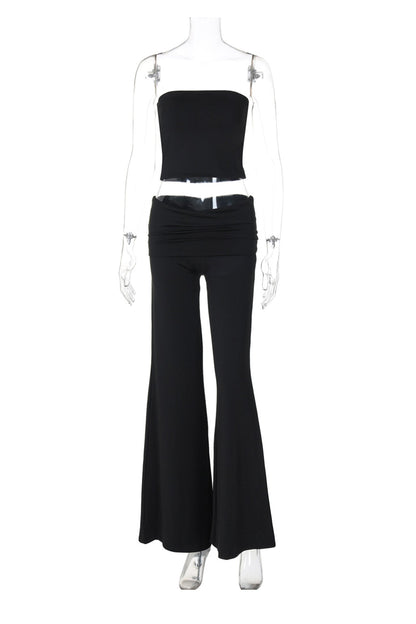 Tube Top Stacking Flare Pants Set