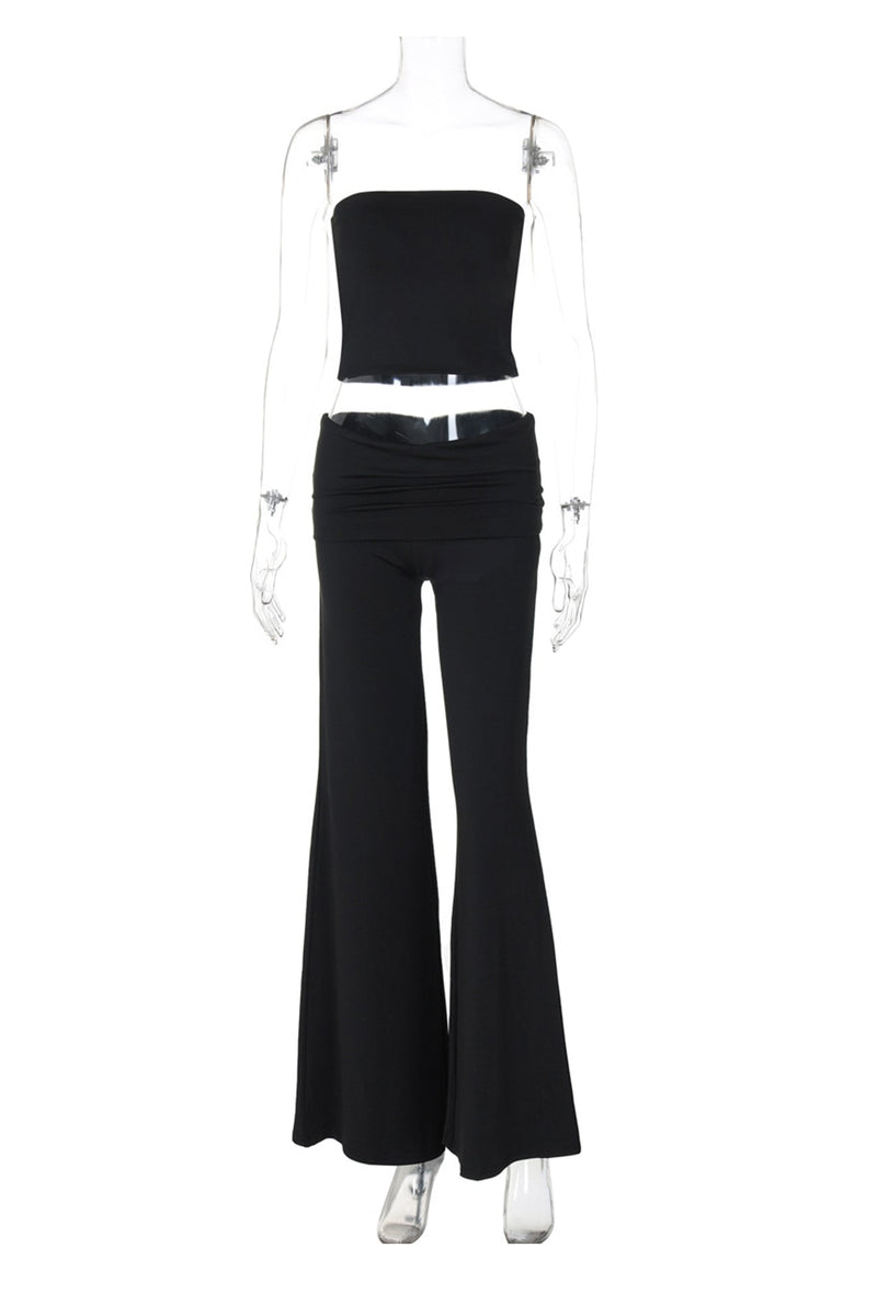 Tube Top Stacking Flare Pants Set