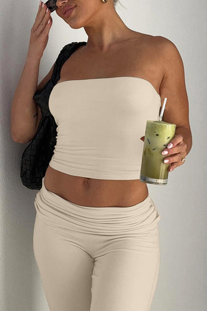 Tube Top Stacking Flare Pants Set