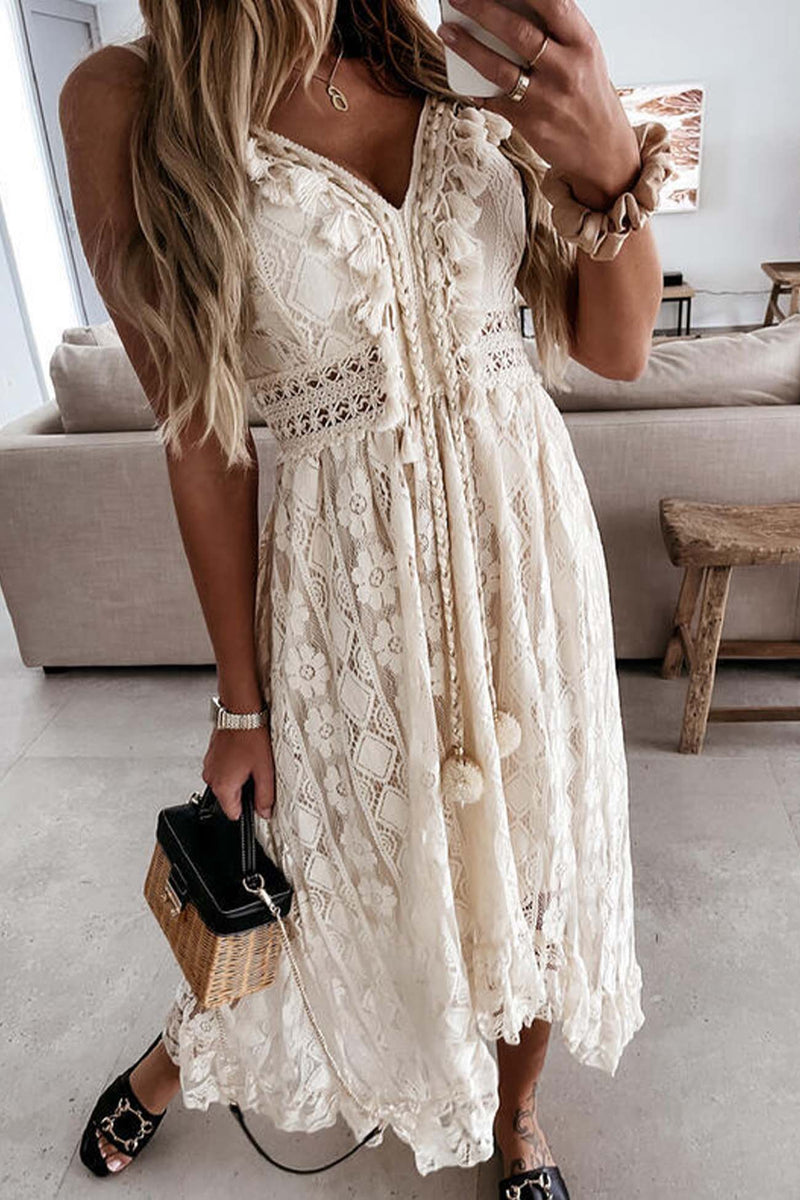 Color Lace V Neck Cutout Cami Dress