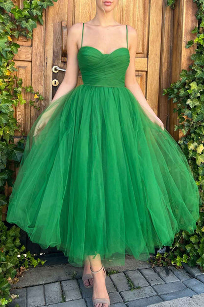 Color Mesh Strappy A-line Dress